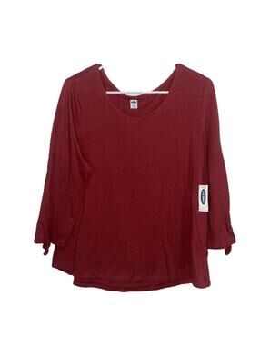 Old Navy Red Soft Knit Tie Sleeve Top Casual Cozy Size Medium Women Shirt